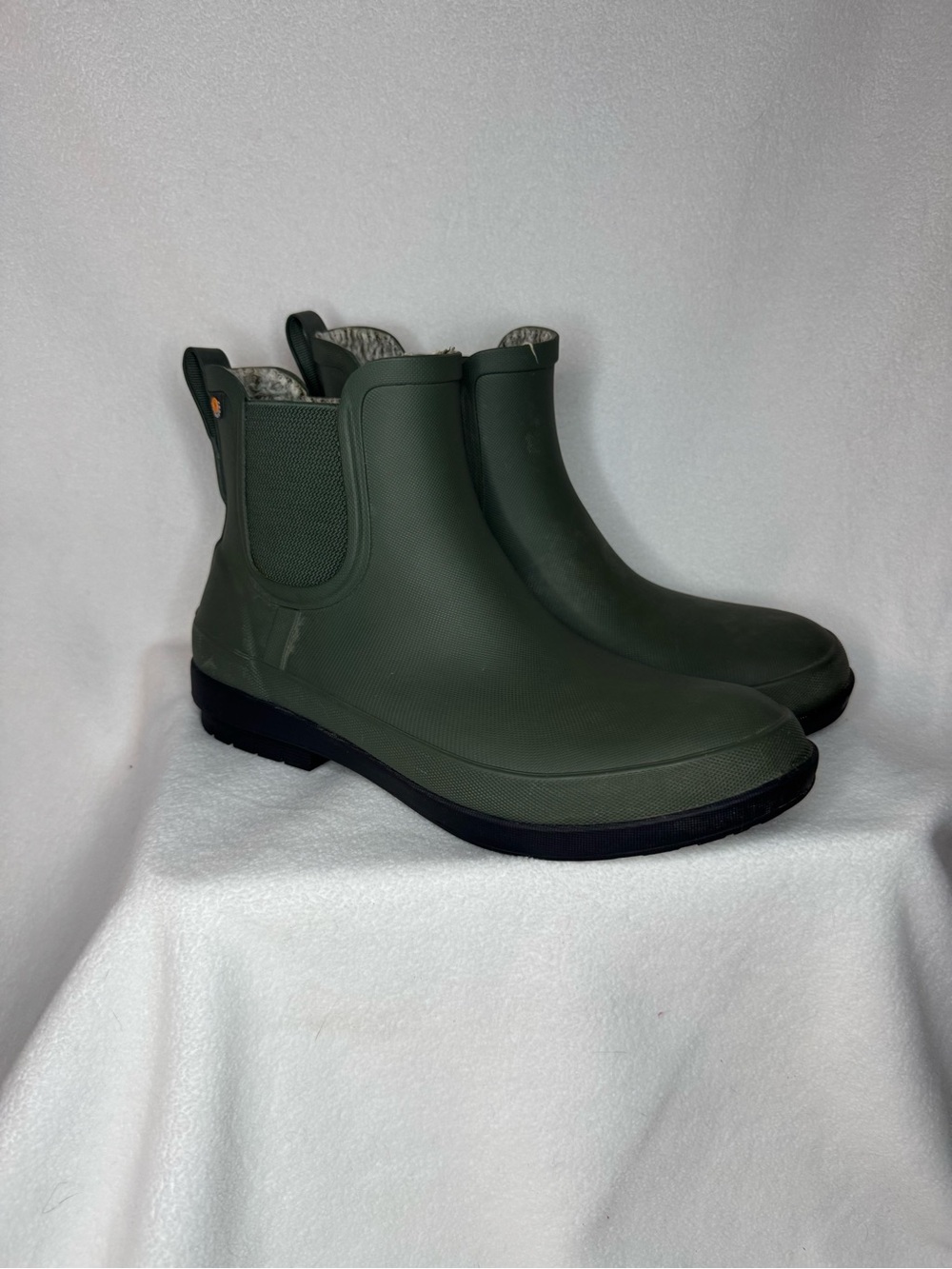 Bogs Amanda II Chelsea Rain Boots Olive Green Faux Fur Women’s 8 Waterproof - Picture 5 of 8